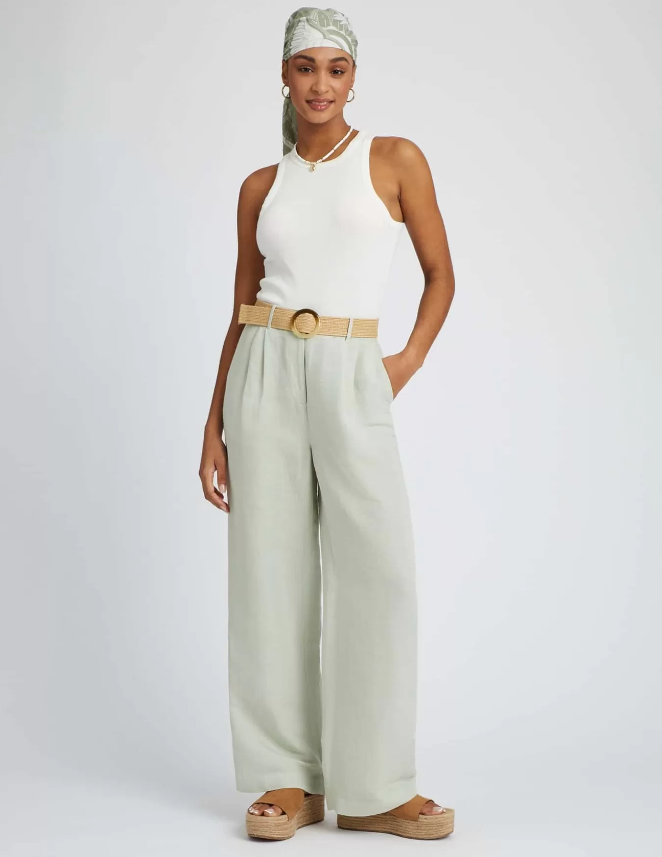 Pantalon Lin Avec Ceinture^BZB Cheap