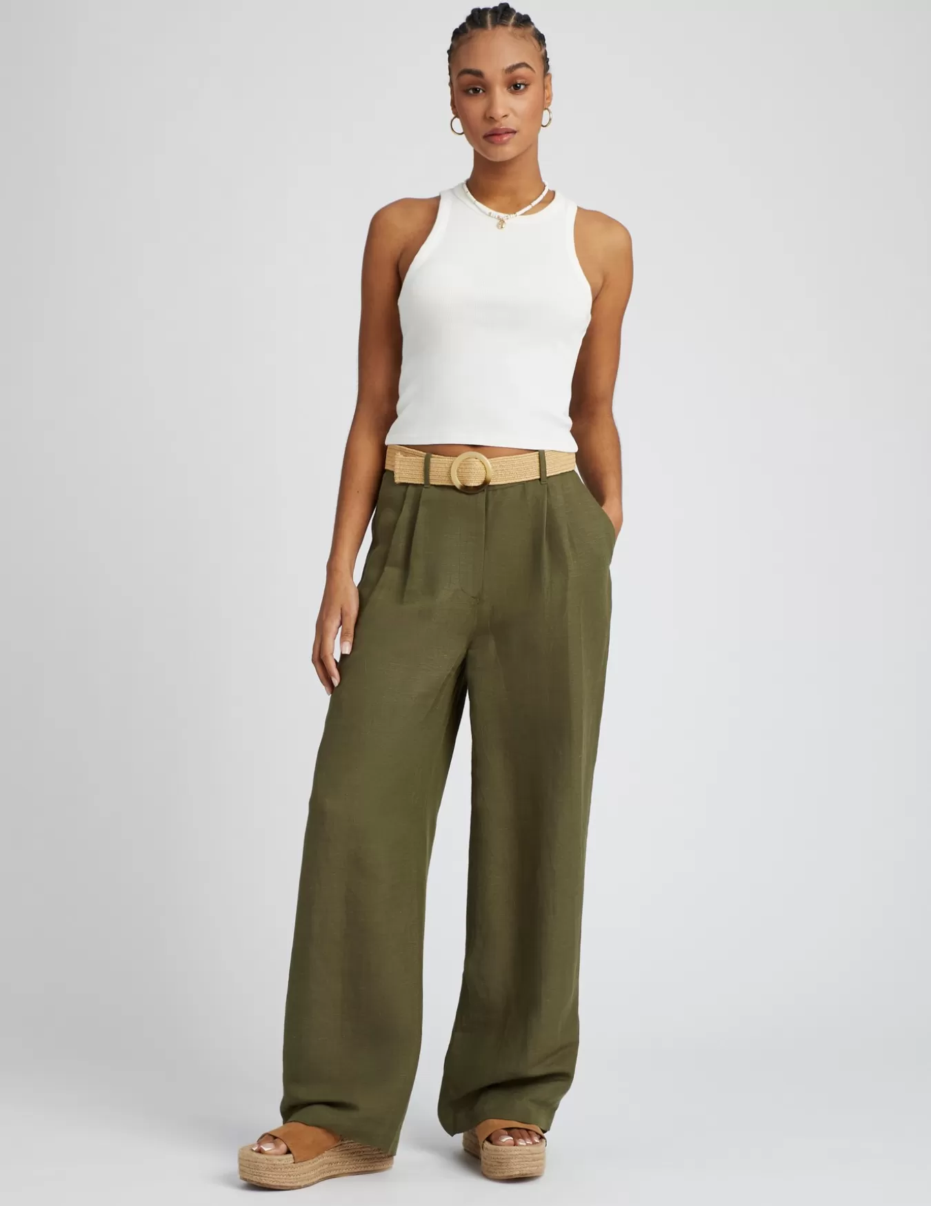 Pantalon Lin Avec Ceinture^BZB Fashion