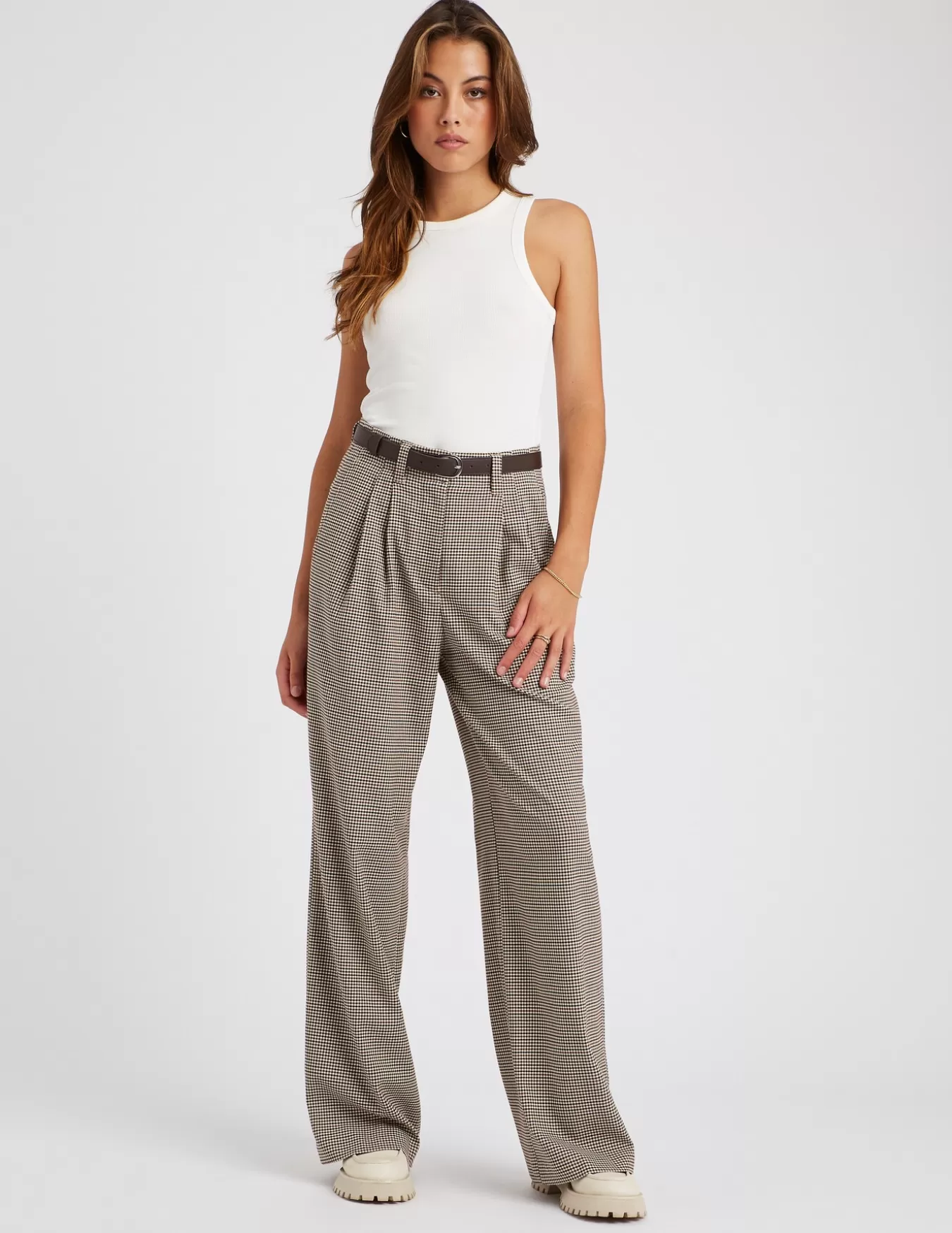 Pantalon Tailleur à Carreaux En Polyester Recyclé^BZB Best Sale