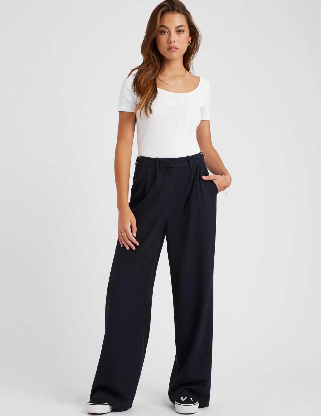 Pantalon Tailleur Rayé En Polyester Recyclé^BZB Clearance